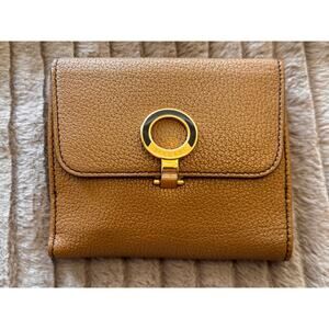 BVLGARI Leather Bi-Fold Wallet, Brown/Camel, Women Men Unisex